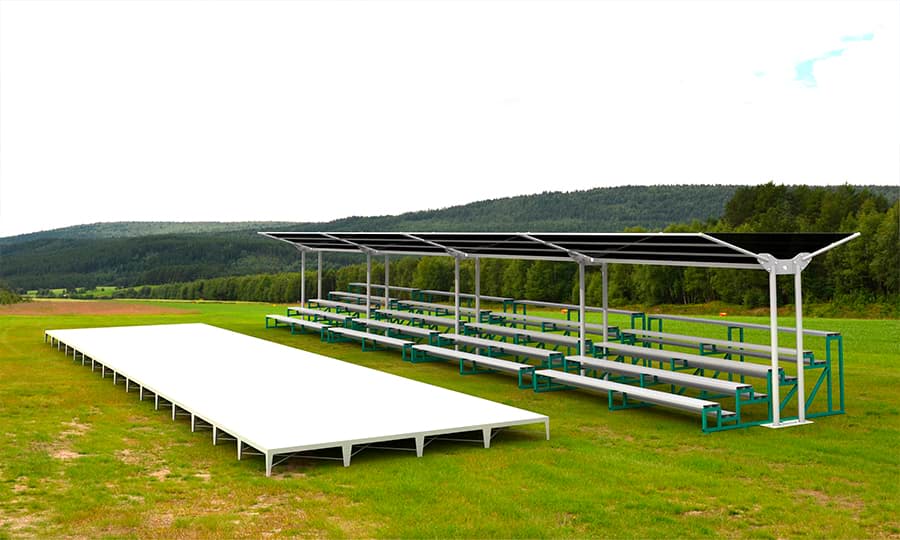 Gradas modulares con techo