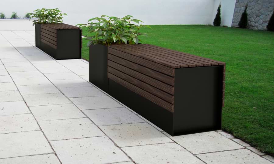 Bancas urbanas con jardinera integrada